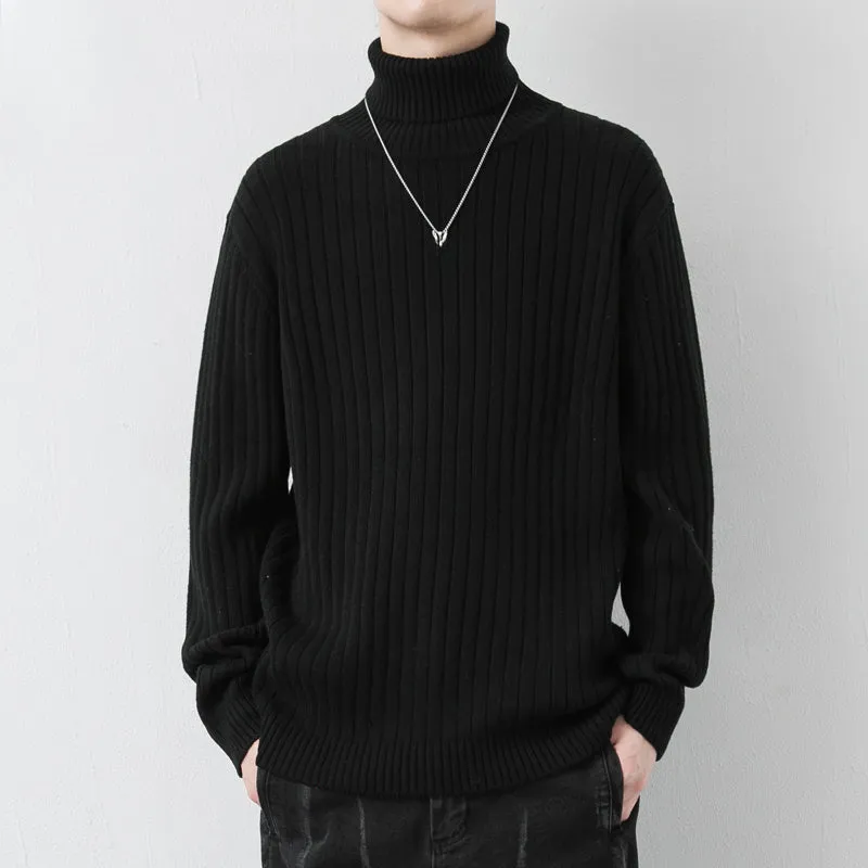 Casual Turtleneck Pure Cotton Solid Color Loose Sweater