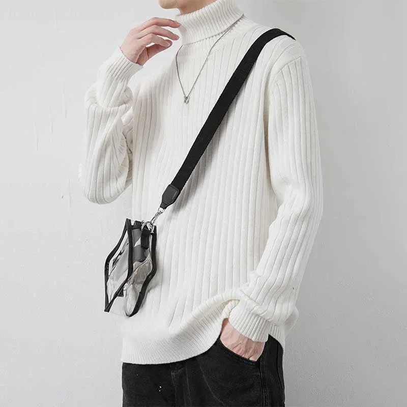 Casual Turtleneck Pure Cotton Solid Color Loose Sweater