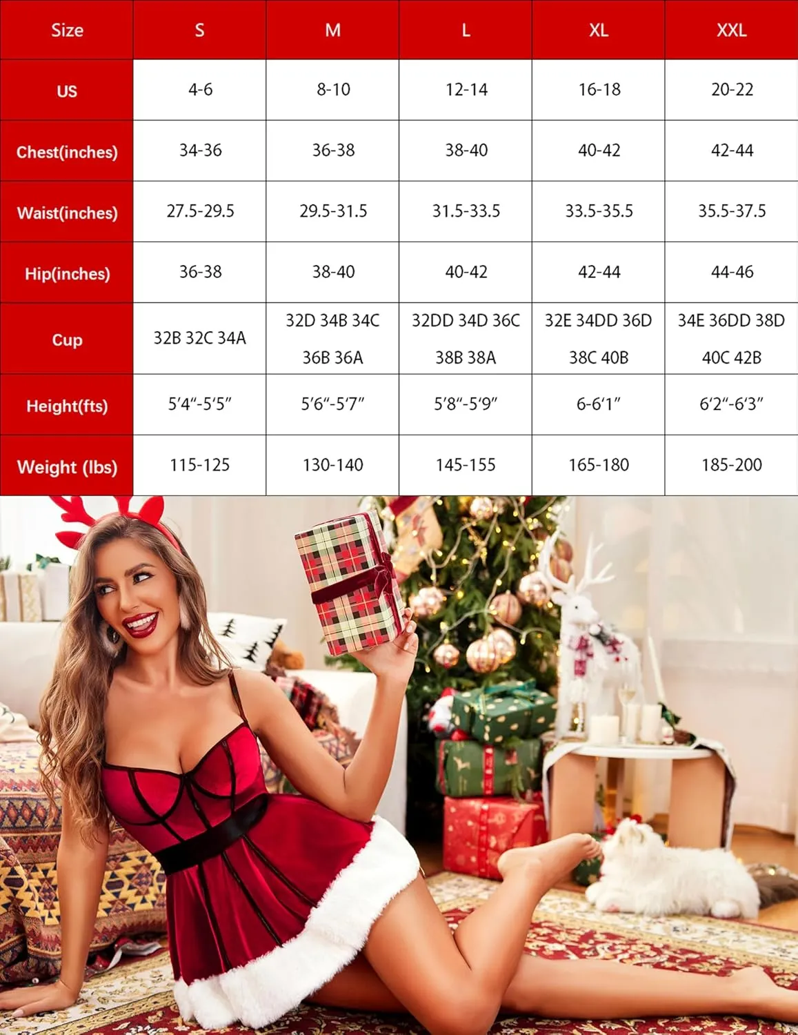 Christmas Santa Lace Halter Babydoll