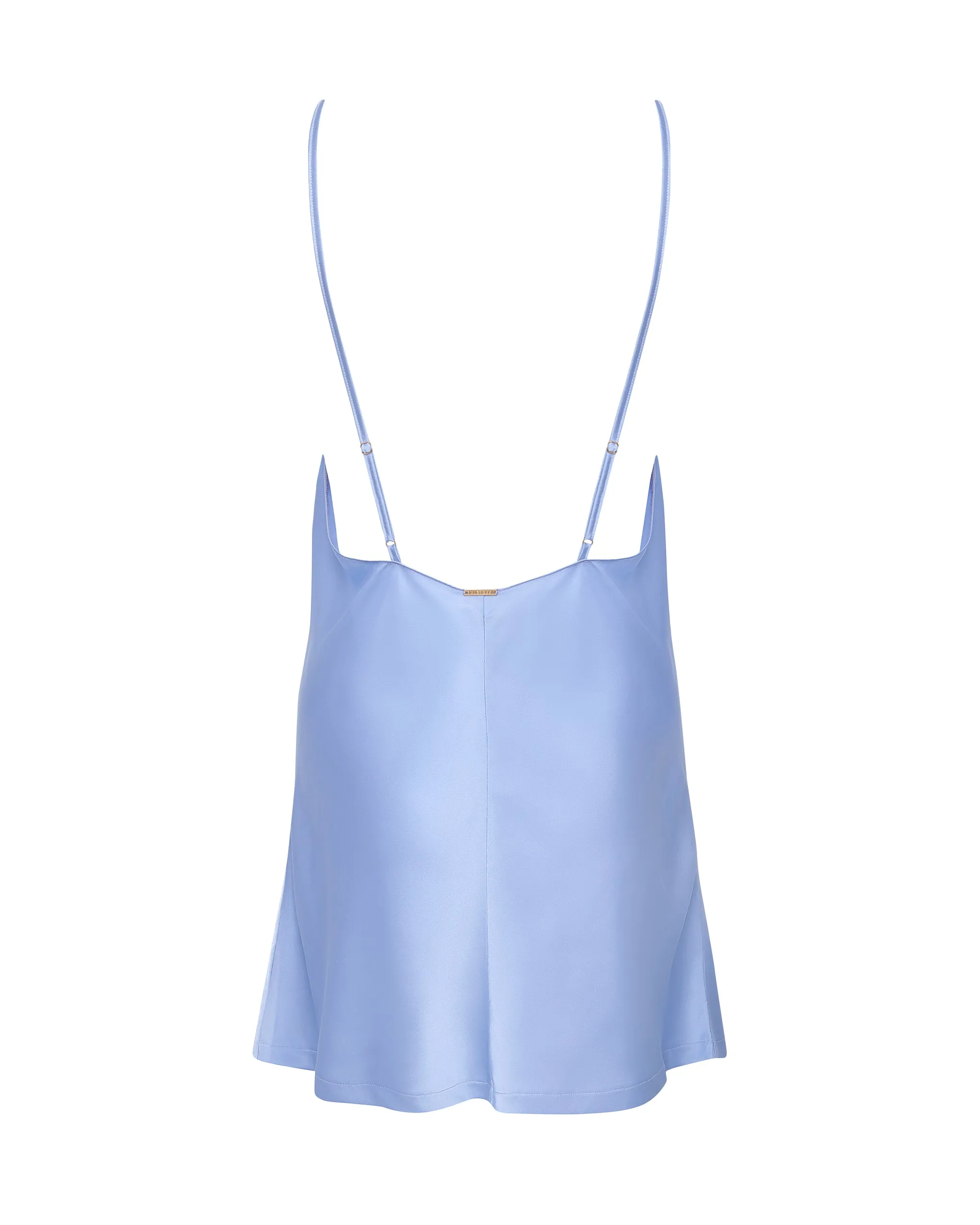 Clea Luxury Satin Short Chemise Hydrangea Blue