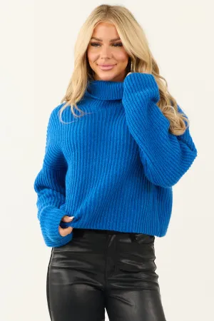 Cobalt Long Sleeve Turtleneck Chunky Sweater