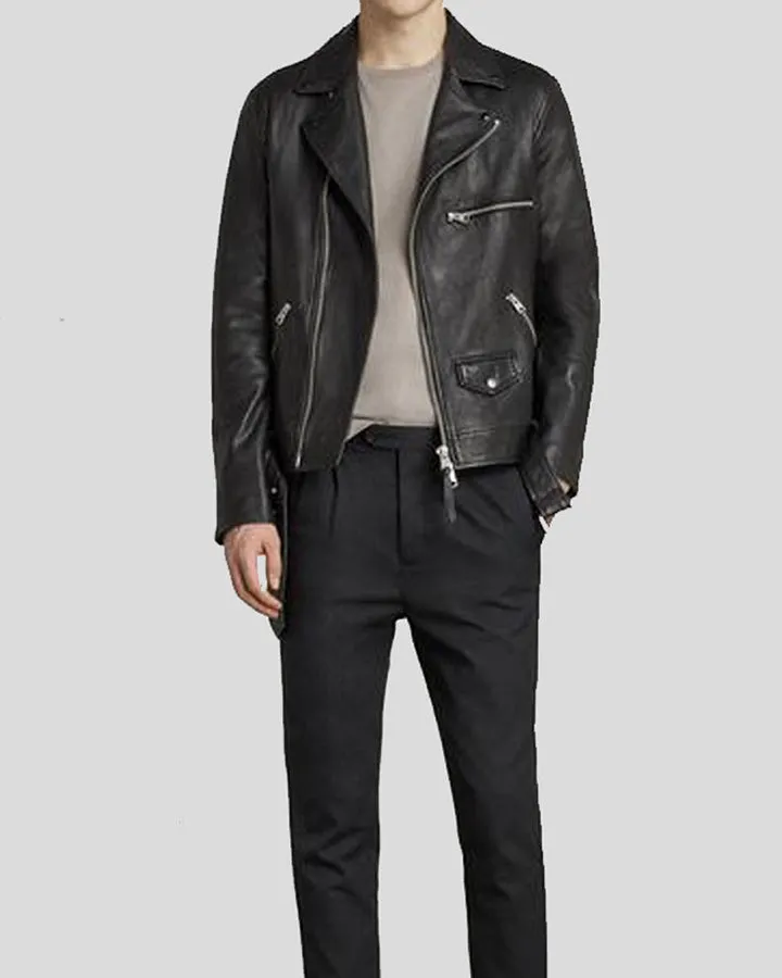 Connor Black Motorcycle Leather Jacket