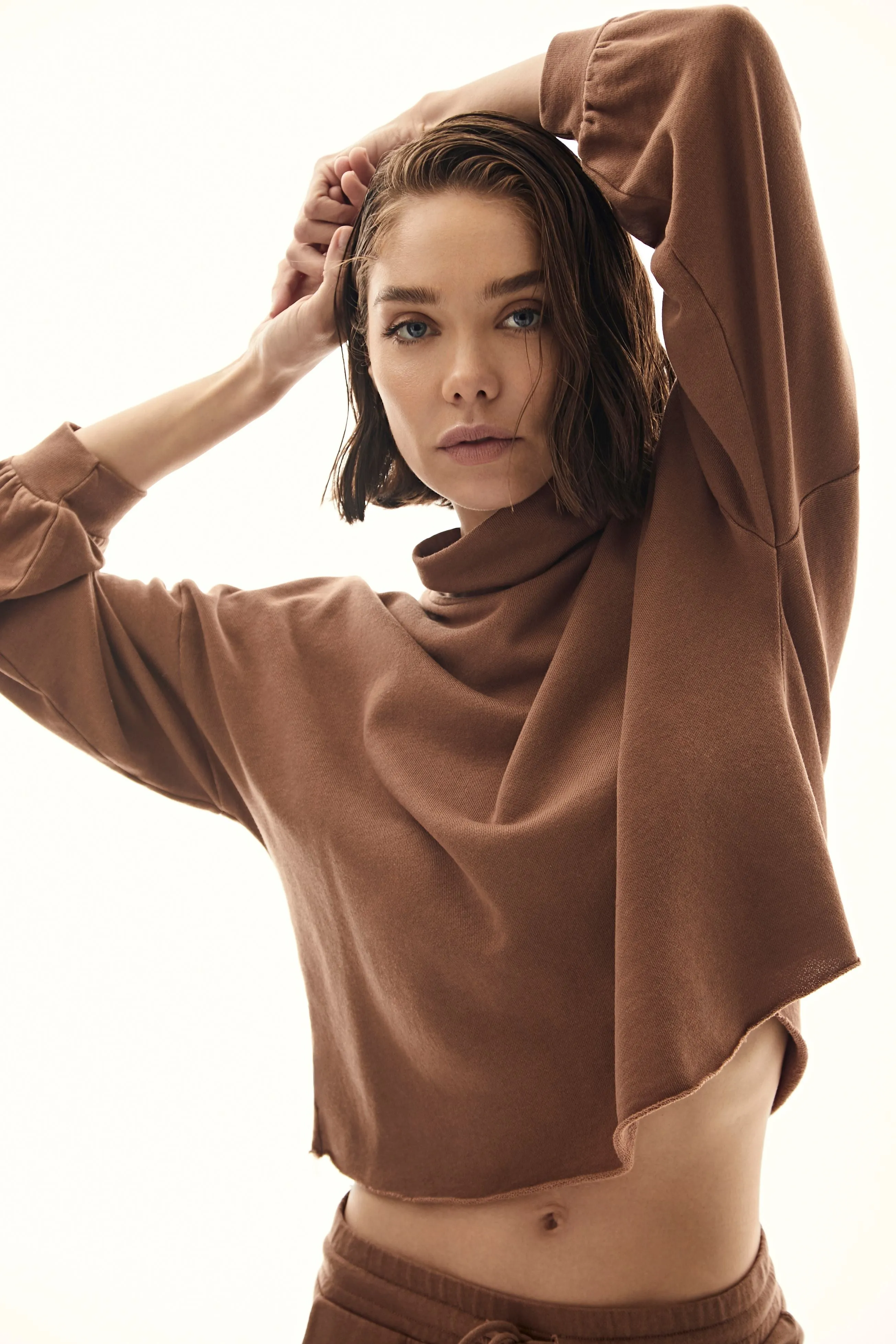 Cutout Back Turtleneck, Pecan