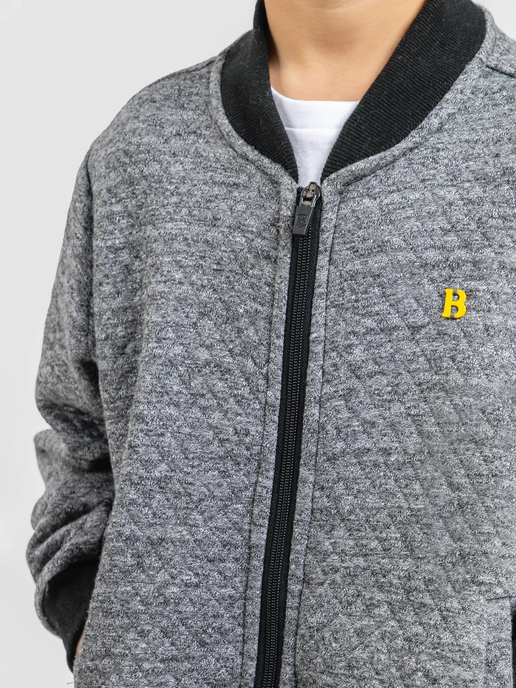 Dark Grey Casual Quilted Baseball Jacket - Unisex