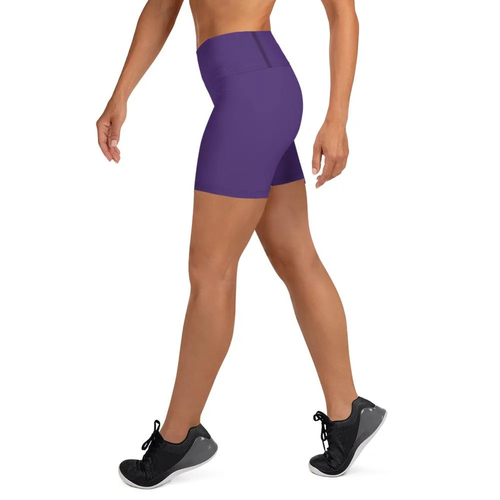 Dark Purple Yoga Tights, Solid Color Premium Fitness Gym Shorts, Short Pants - Made in USA/EU