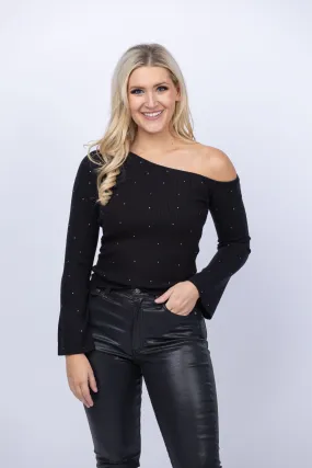 Design History Off Shoulder Sweater in Black