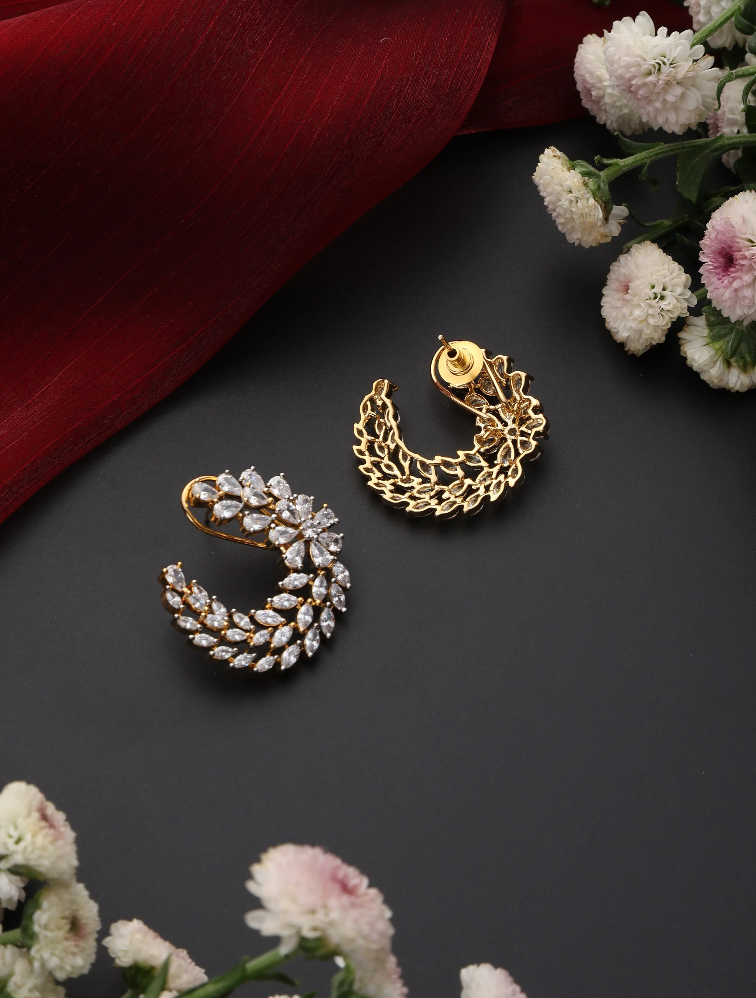 Diamond Flat Ring Amercian Diamond Earring