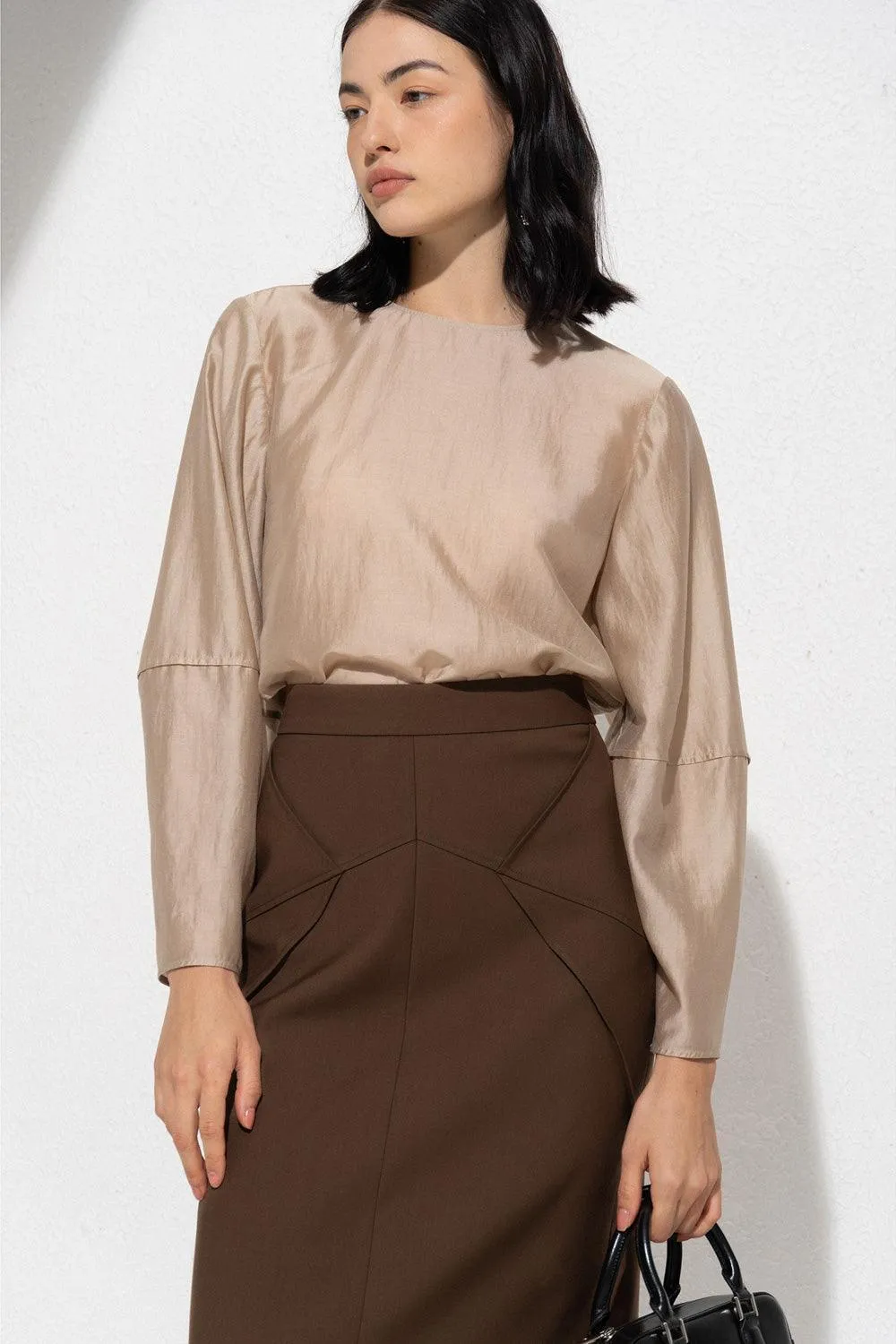 Dorsey Pencil High Waist Polycotton Midi Skirt