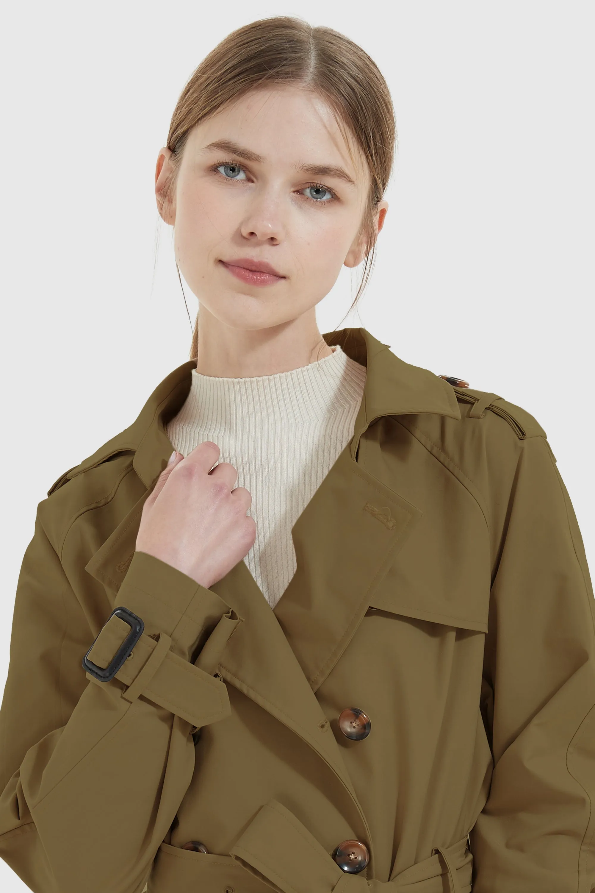 Double-Breasted Short Belted Trench