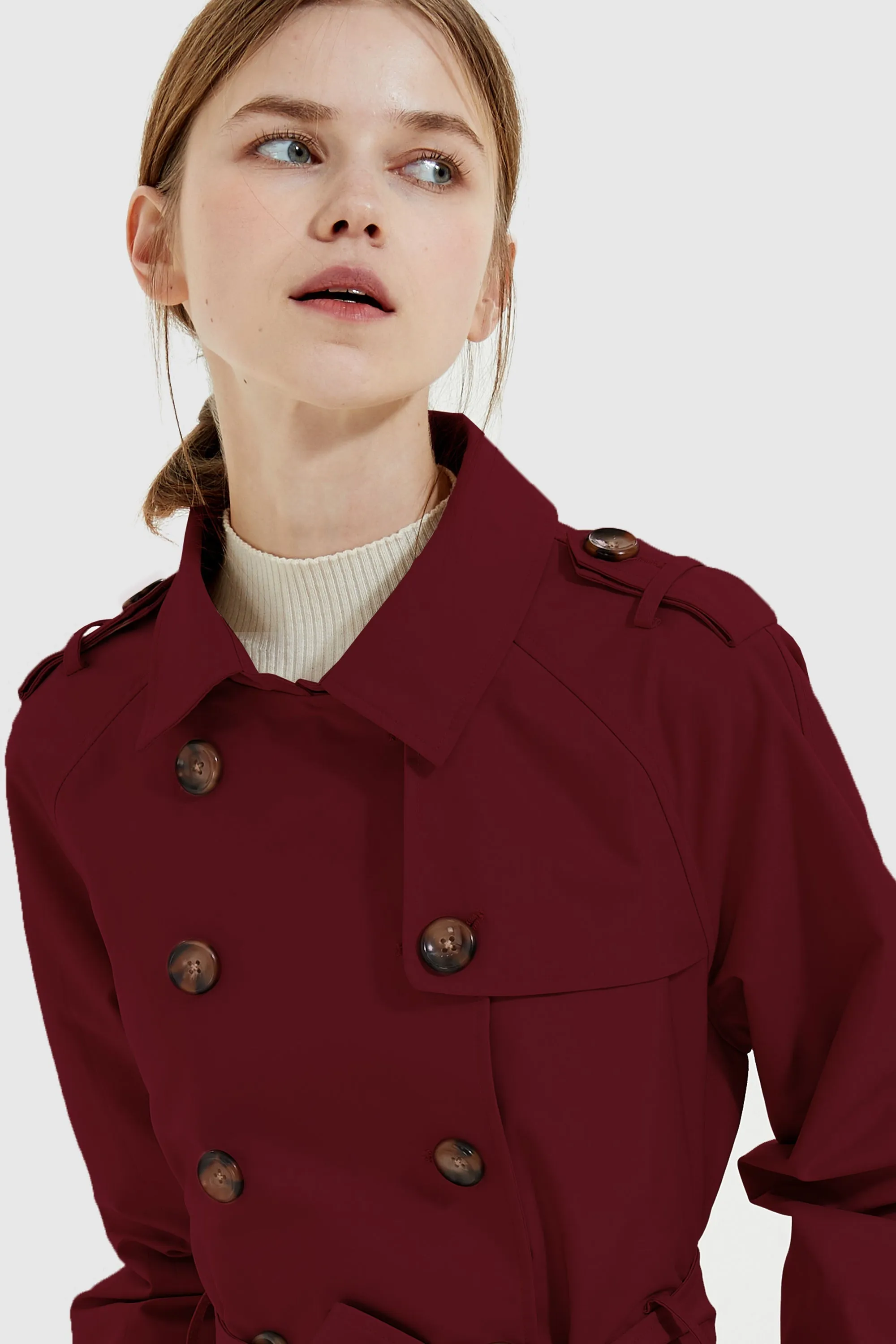 Double-Breasted Short Belted Trench