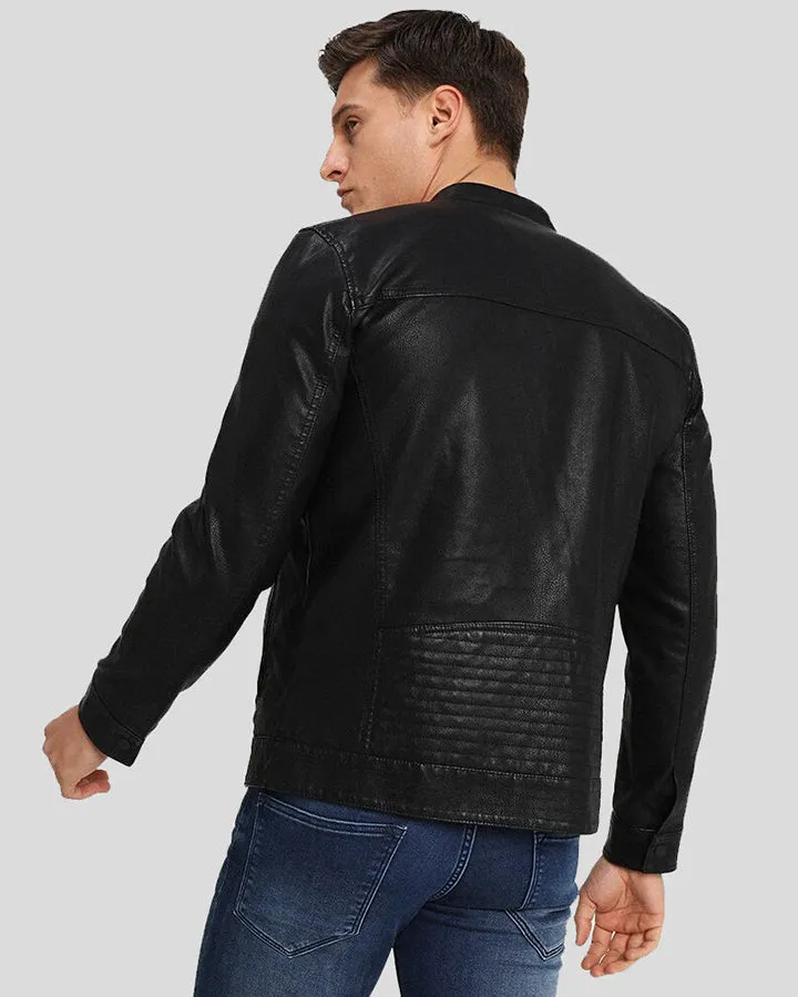 Drew Black Motorcycle Leather Jacket