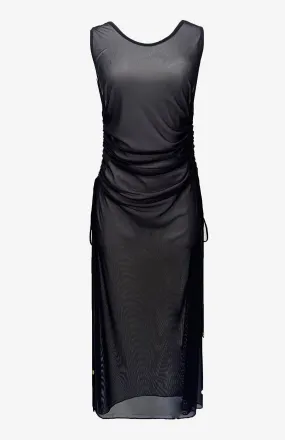 Duplicity Tulle Adjustable Draped Side Long Tunic Gown