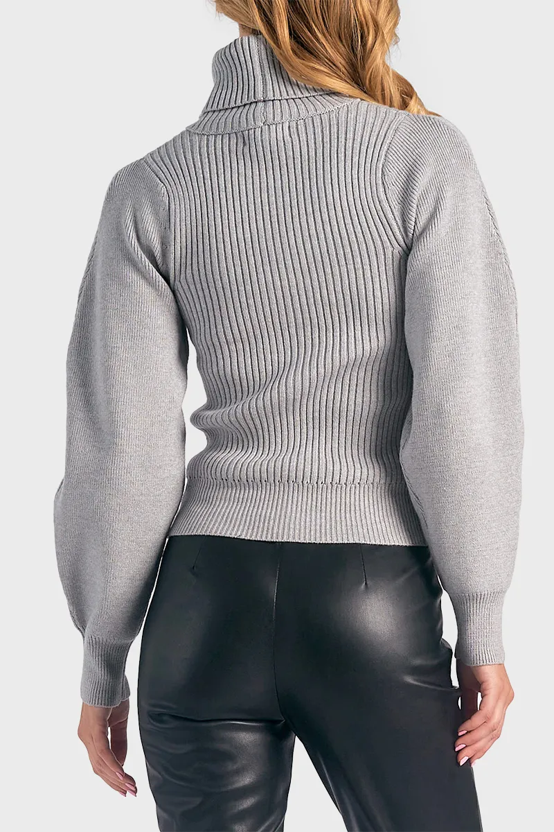 Elan Turtleneck Cut Out Ribbed Sweater