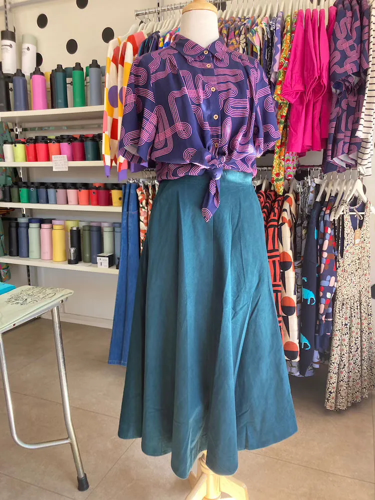 Emily & Fin Sandra Deep Teal Needlecord Skirt