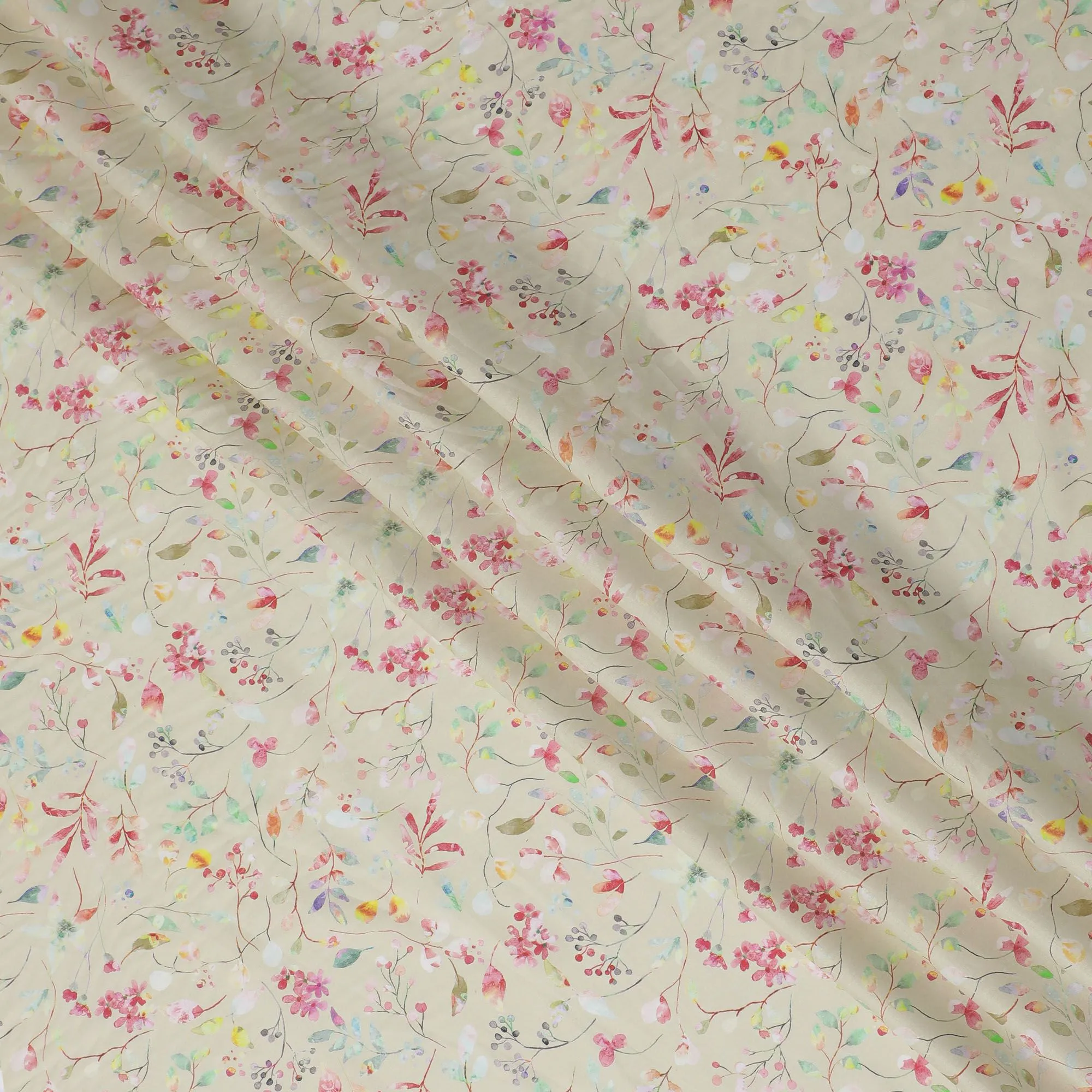 Enchanted Garden Cotton Voile Fabric - 110cm Wide, Delicate Floral Print from India-D18533