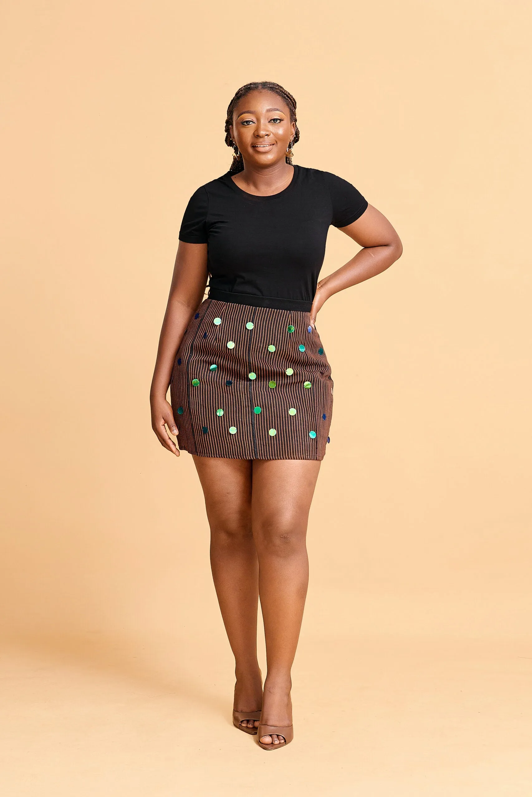 Erilyn Ade Aso-Oke mini skirt with back zip fastening