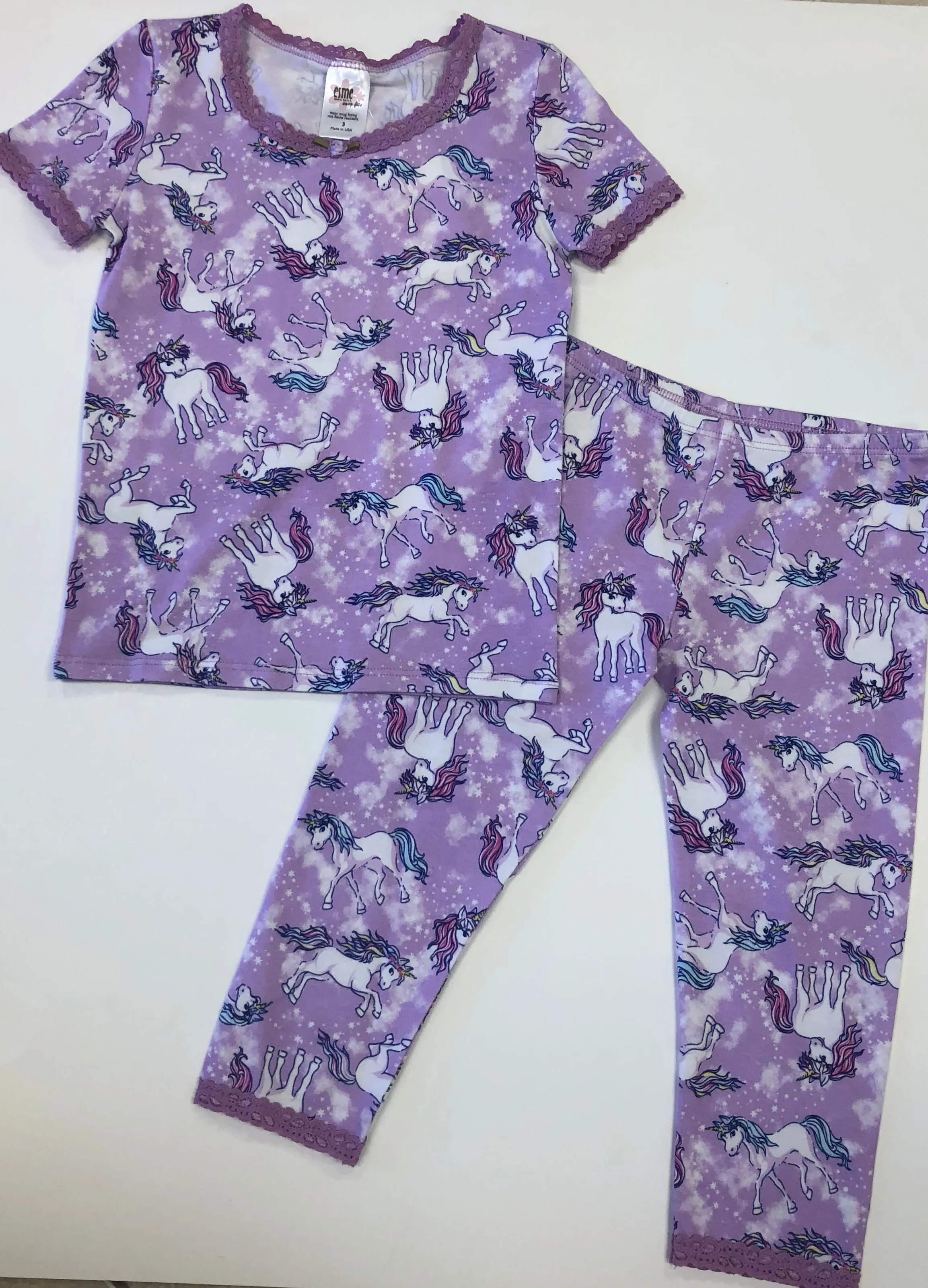 Esme Lavender Unicorn S/S Top & Cropped Legging Set