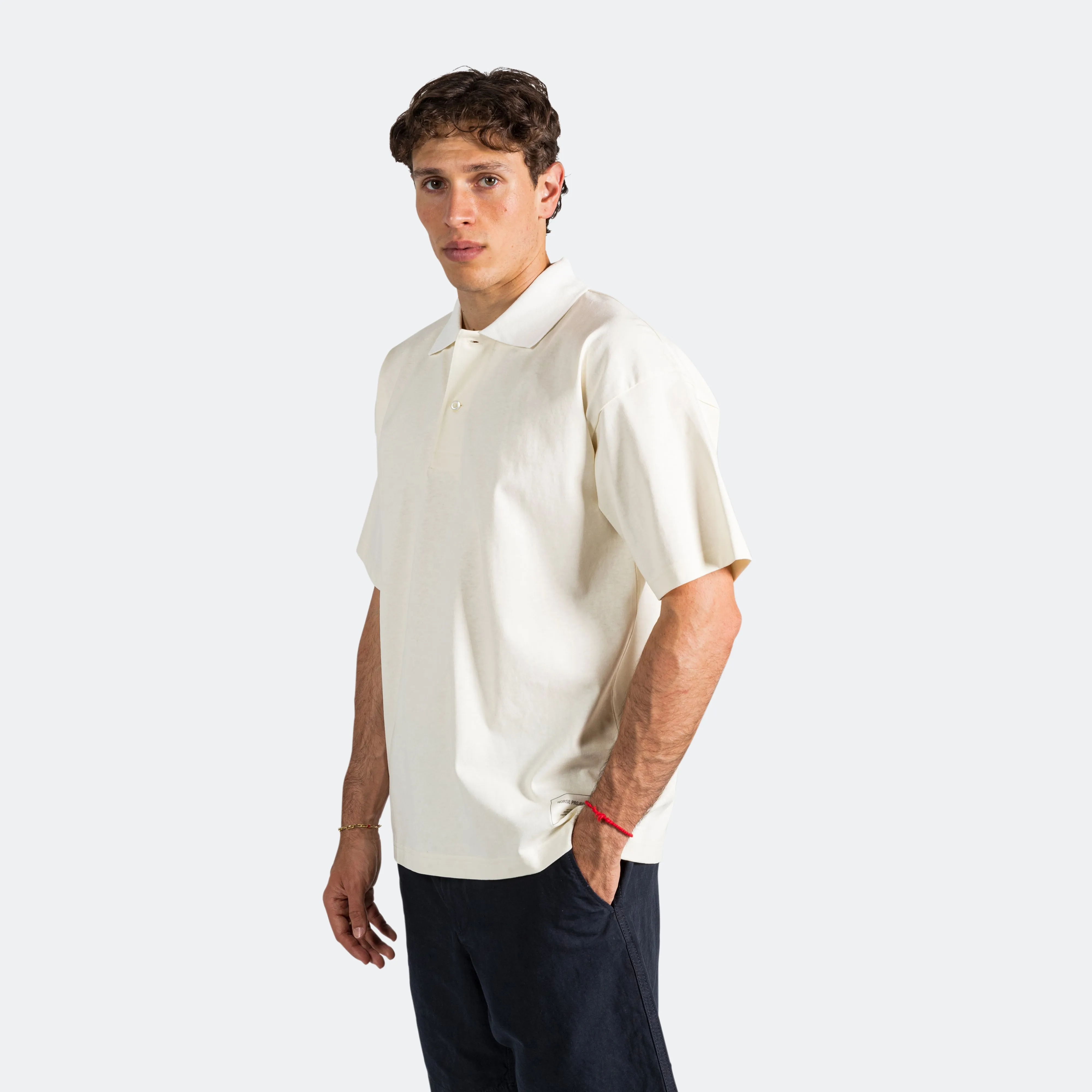 Espen Loose Printed SS Polo - Ecru