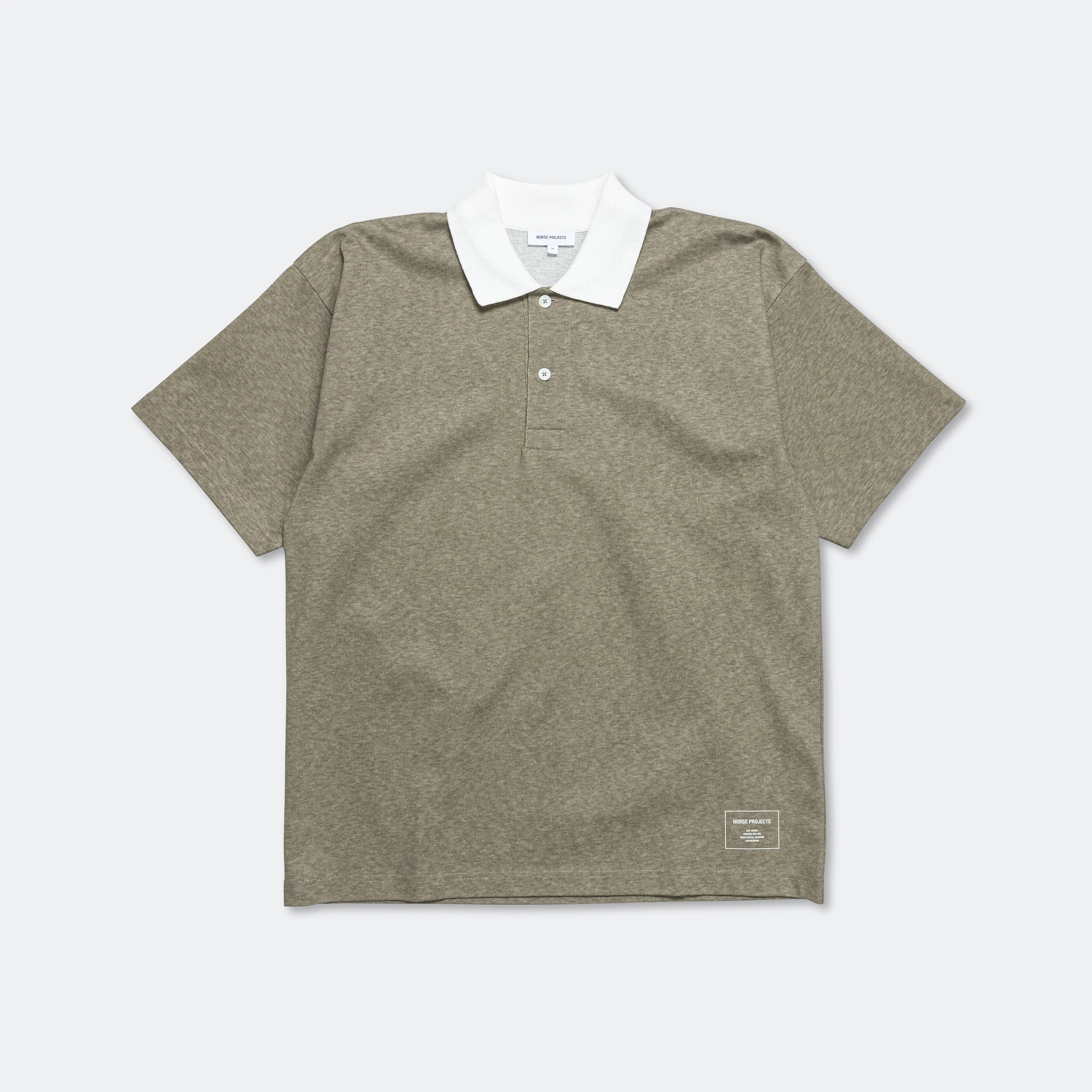 Espen Loose Printed SS Polo - Sediment Green