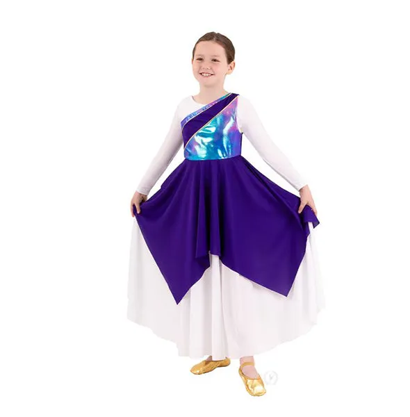 Eurotard 97567C Girls Iridescent Asymmetrical Tunic