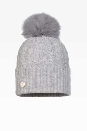 Eve Cable Pom Pom Hat - Faux Fur