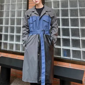 Fabric Patchwork Mid-length Trench Coat