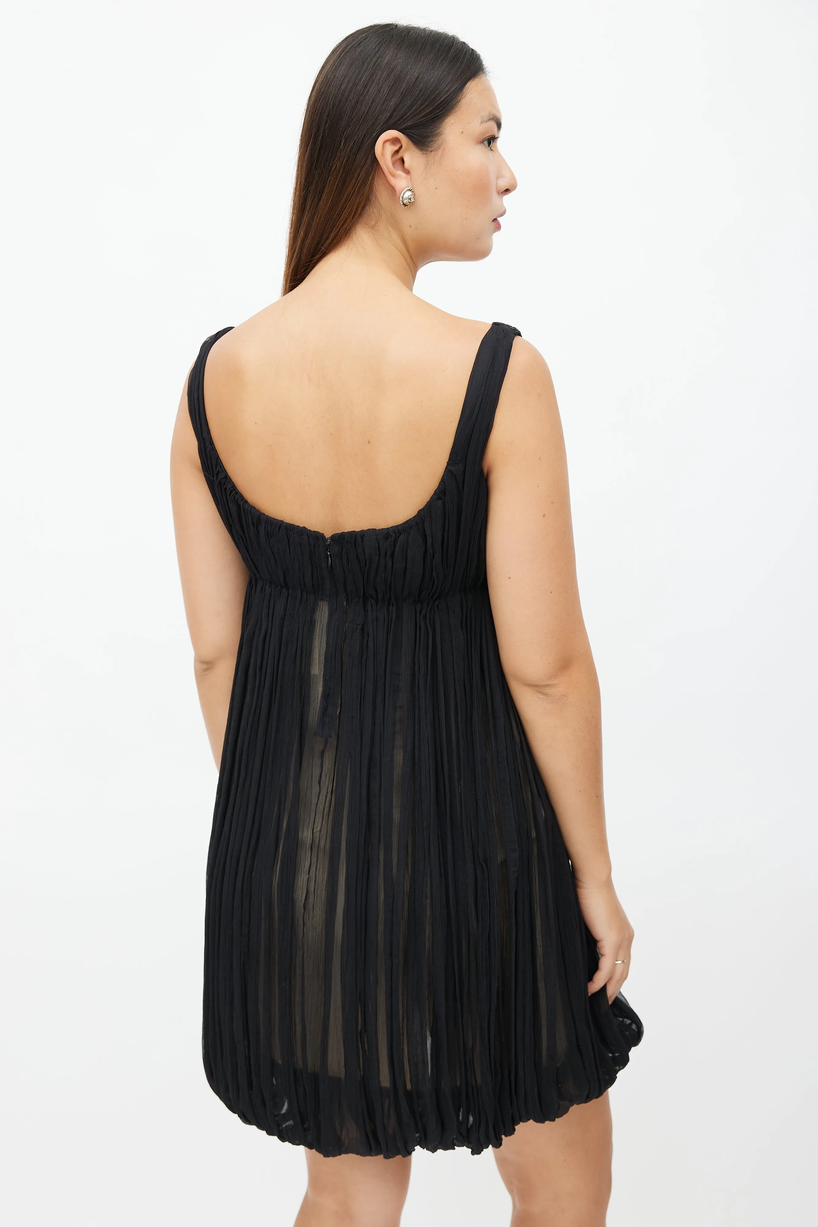 Fall 2008 Black Pleated Tulle Babydoll Dress