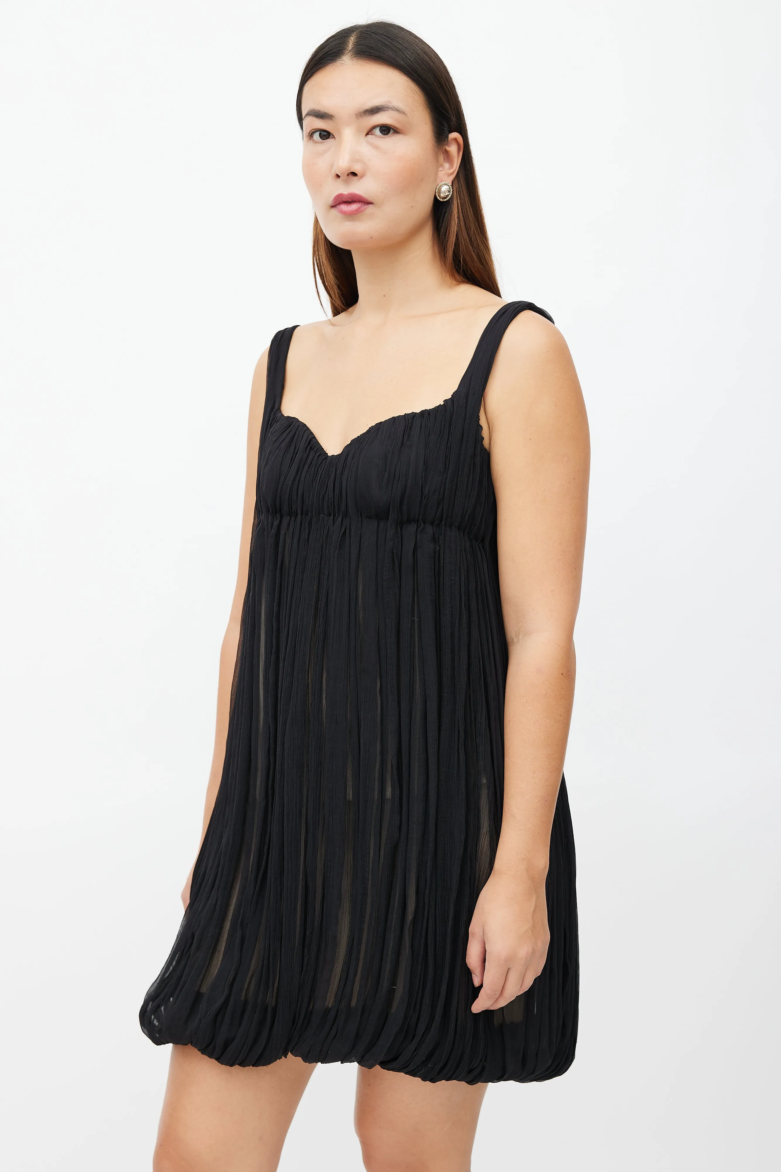 Fall 2008 Black Pleated Tulle Babydoll Dress