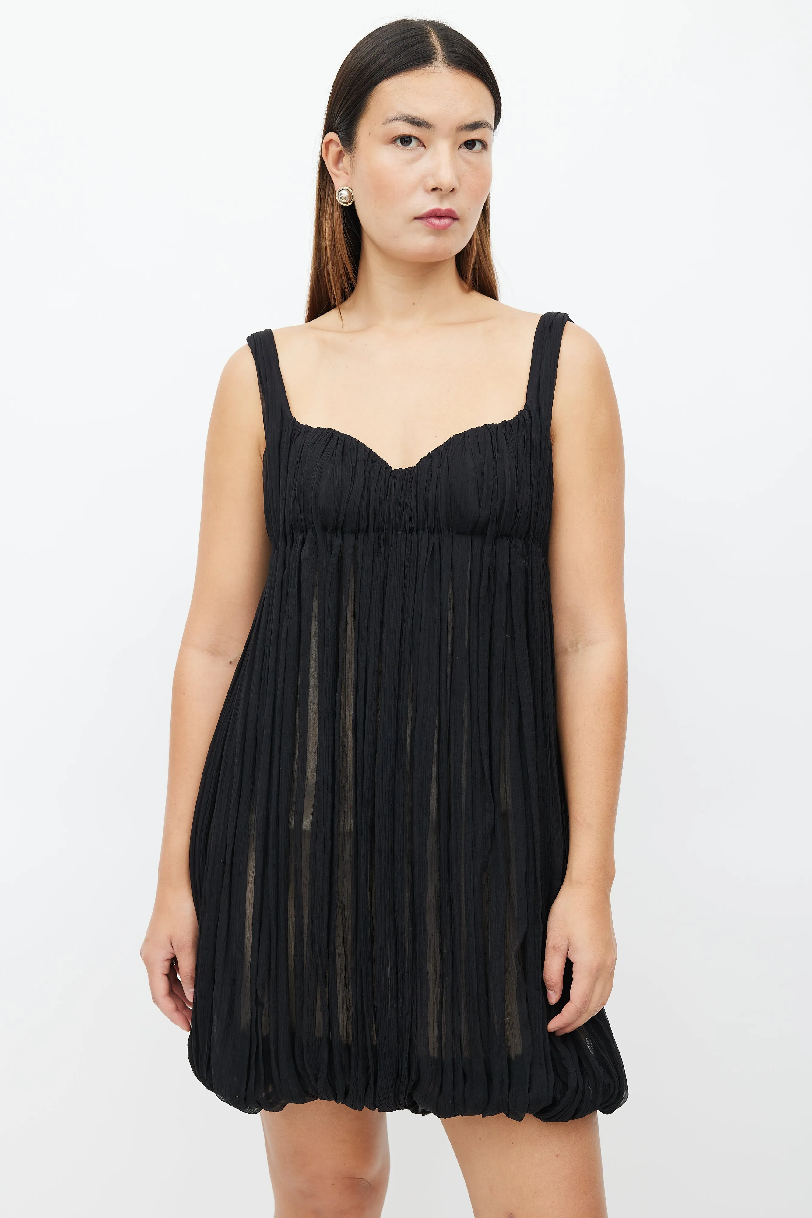 Fall 2008 Black Pleated Tulle Babydoll Dress