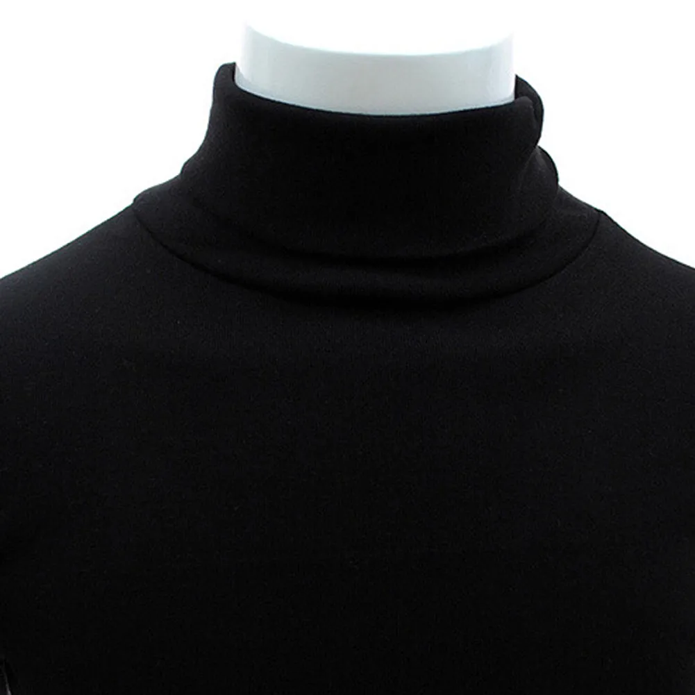 Fashion Casual Men's Autumn Winter Warm Cotton Blend High Neck Pullover Jumper Solid Sweater Tops Turtleneck