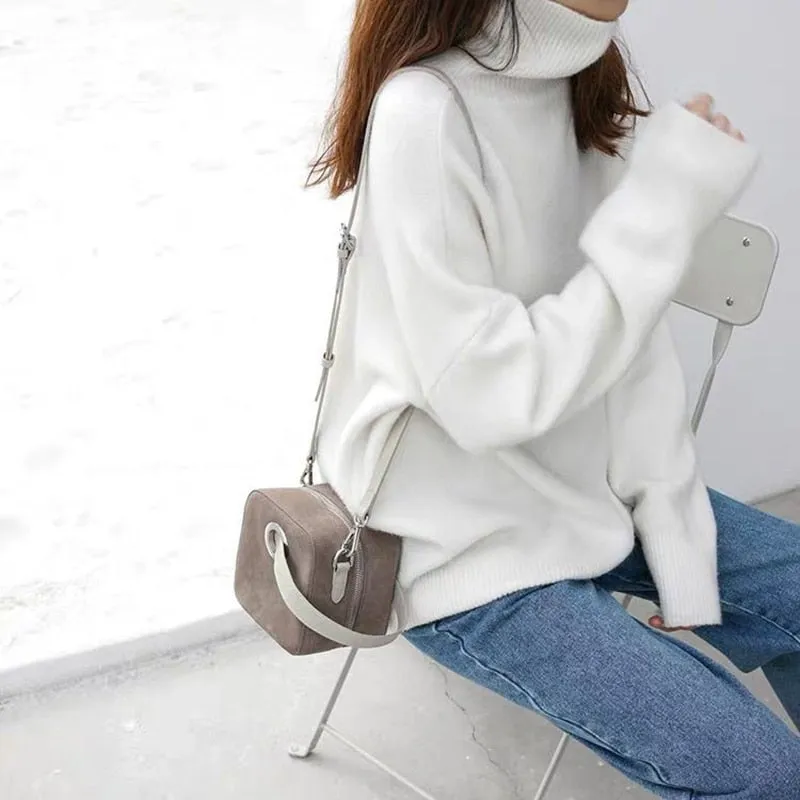 Fashionkova  Women Turtle Neck Cashmere Sweater 2022 Winter Korean Style Loose Warm Knitted Pullover Lady Casual Long Sleeve Oversize Jumpers