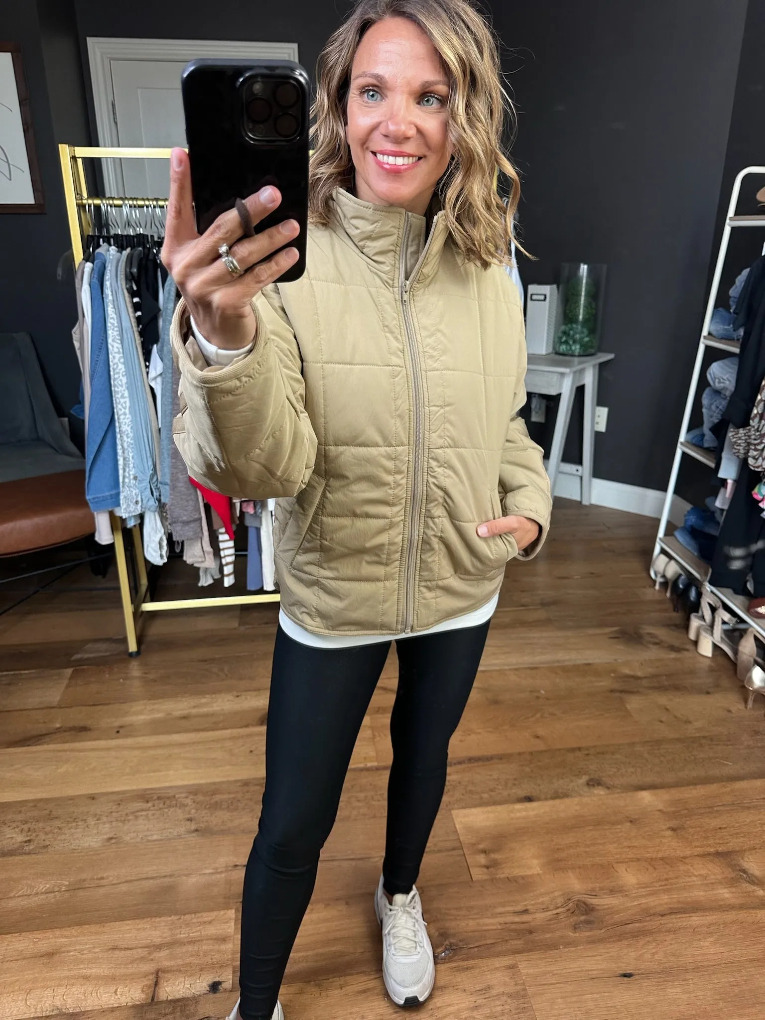 Favored For Fall Quilted Jacket - Taupe