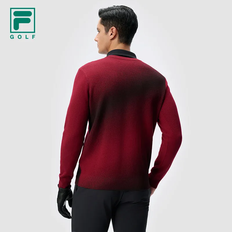 FILA CORE ATHLETICS GOLF X VERSAILLES COLLECTION Men Knit Sweater (Ash / Wine red)