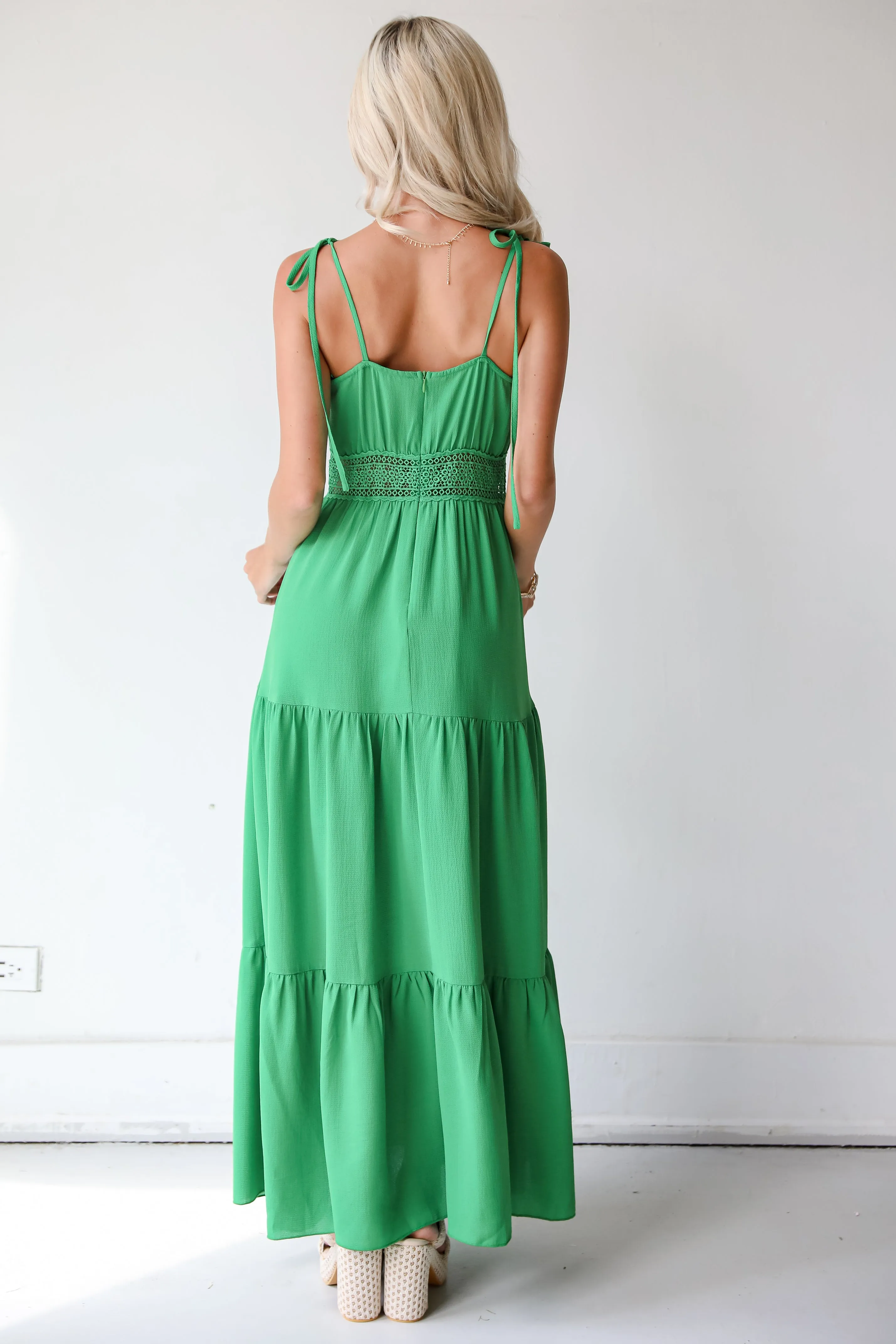 FINAL SALE - Elevated Effect Green Tiered Maxi Dress