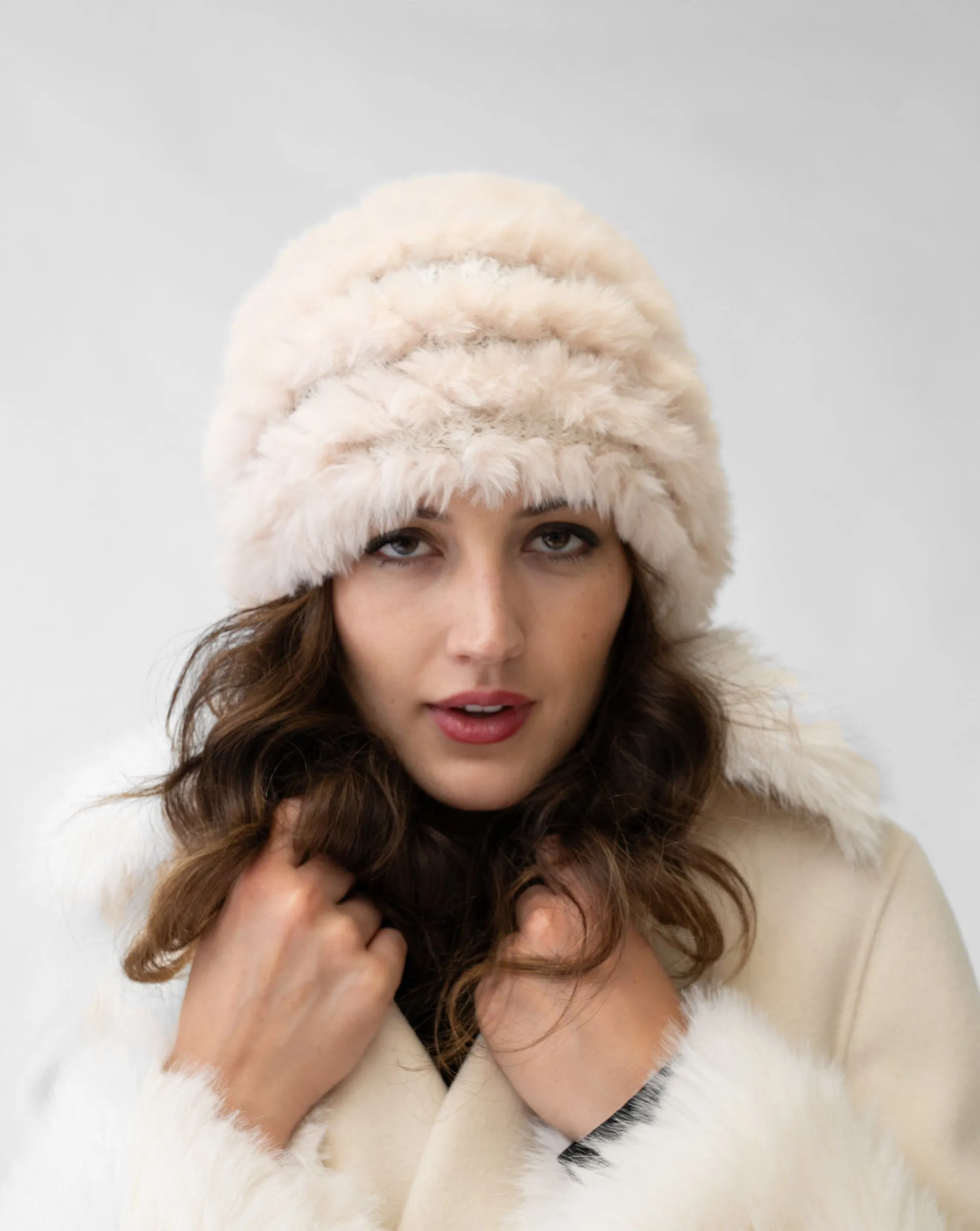 FINAL SALE - Faux Fur Knit Hat