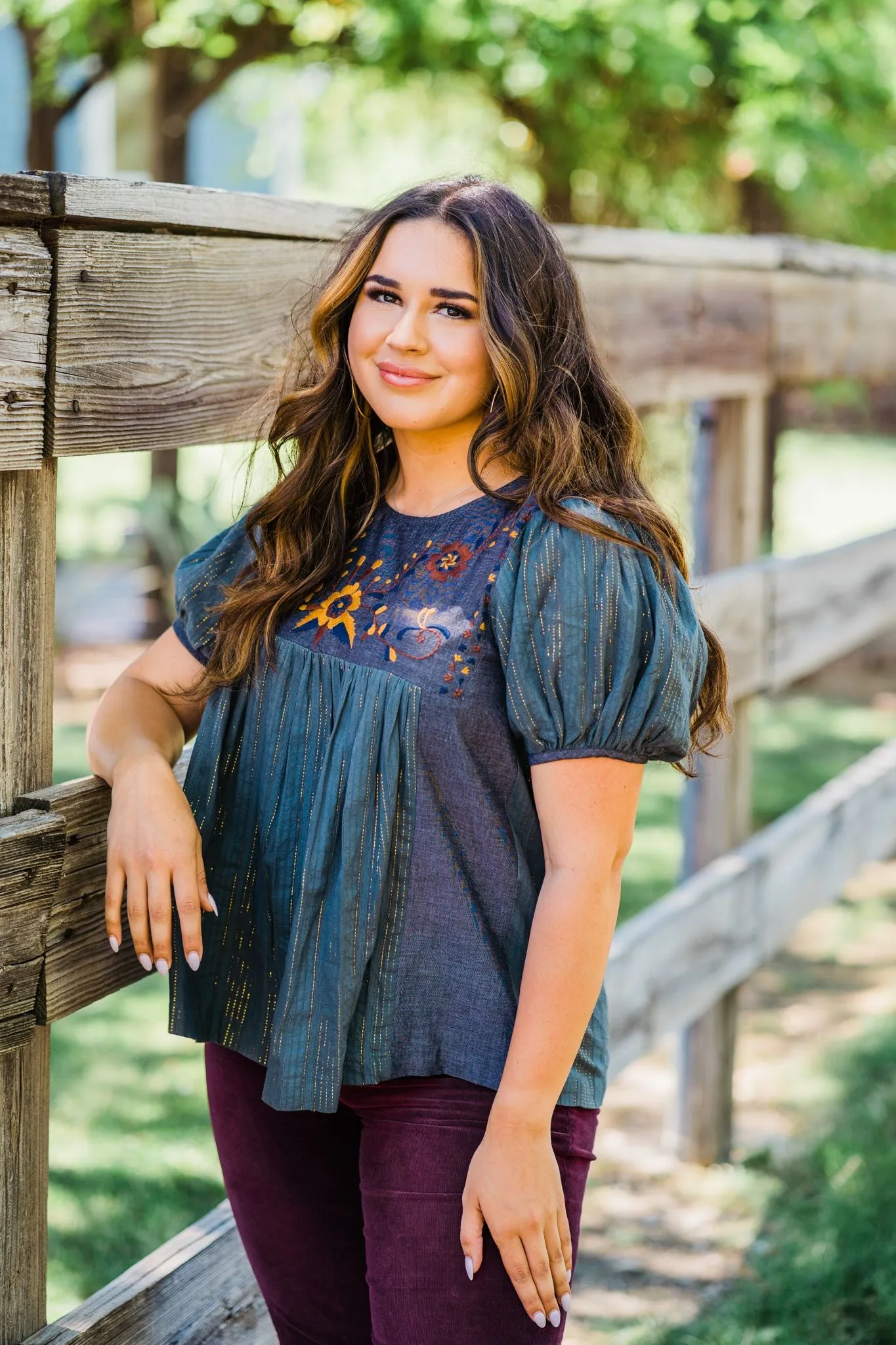 Floral Embroidered Short Sleeve Top