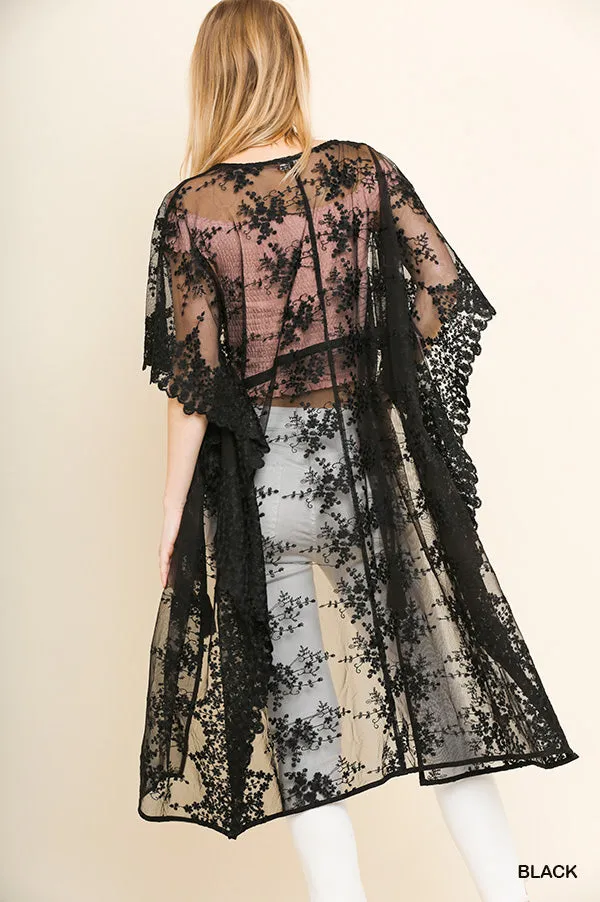 Floral Lace Long Kimono