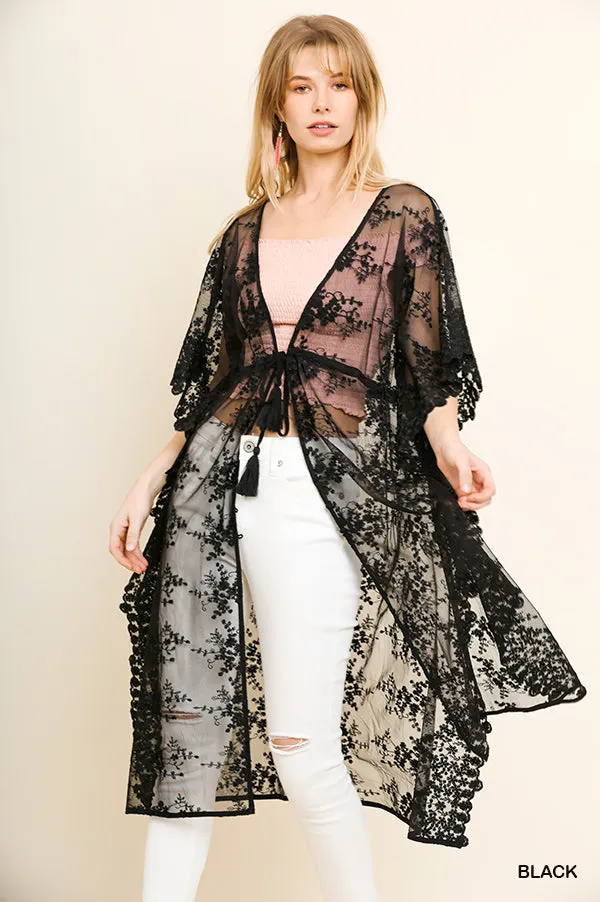 Floral Lace Long Kimono