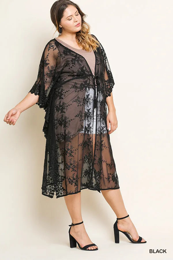 Floral Lace Long Kimono