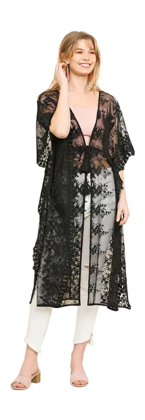 Floral Lace Long Kimono