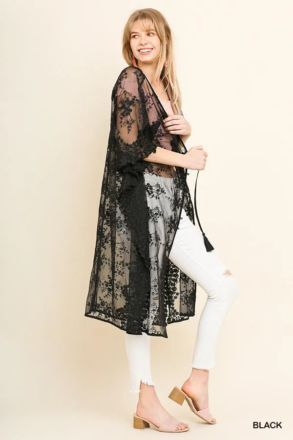 Floral Lace Long Kimono