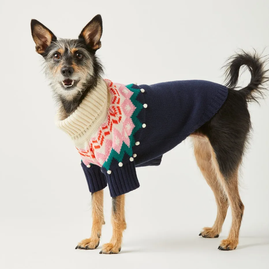 Foggy Dog Fair Isle Bobble Holiday Dog Sweater