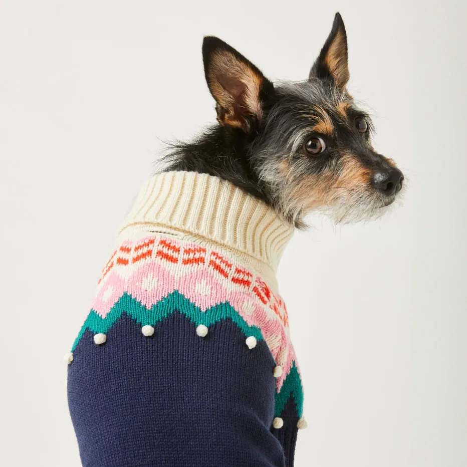 Foggy Dog Fair Isle Bobble Holiday Dog Sweater