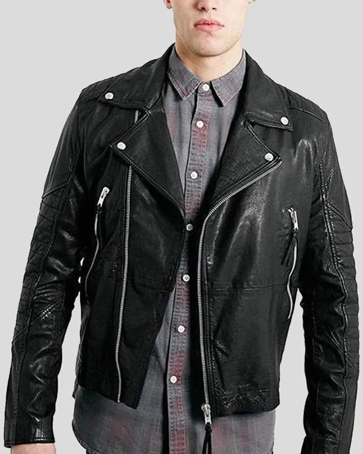 Frankie Black Biker Leather Jacket