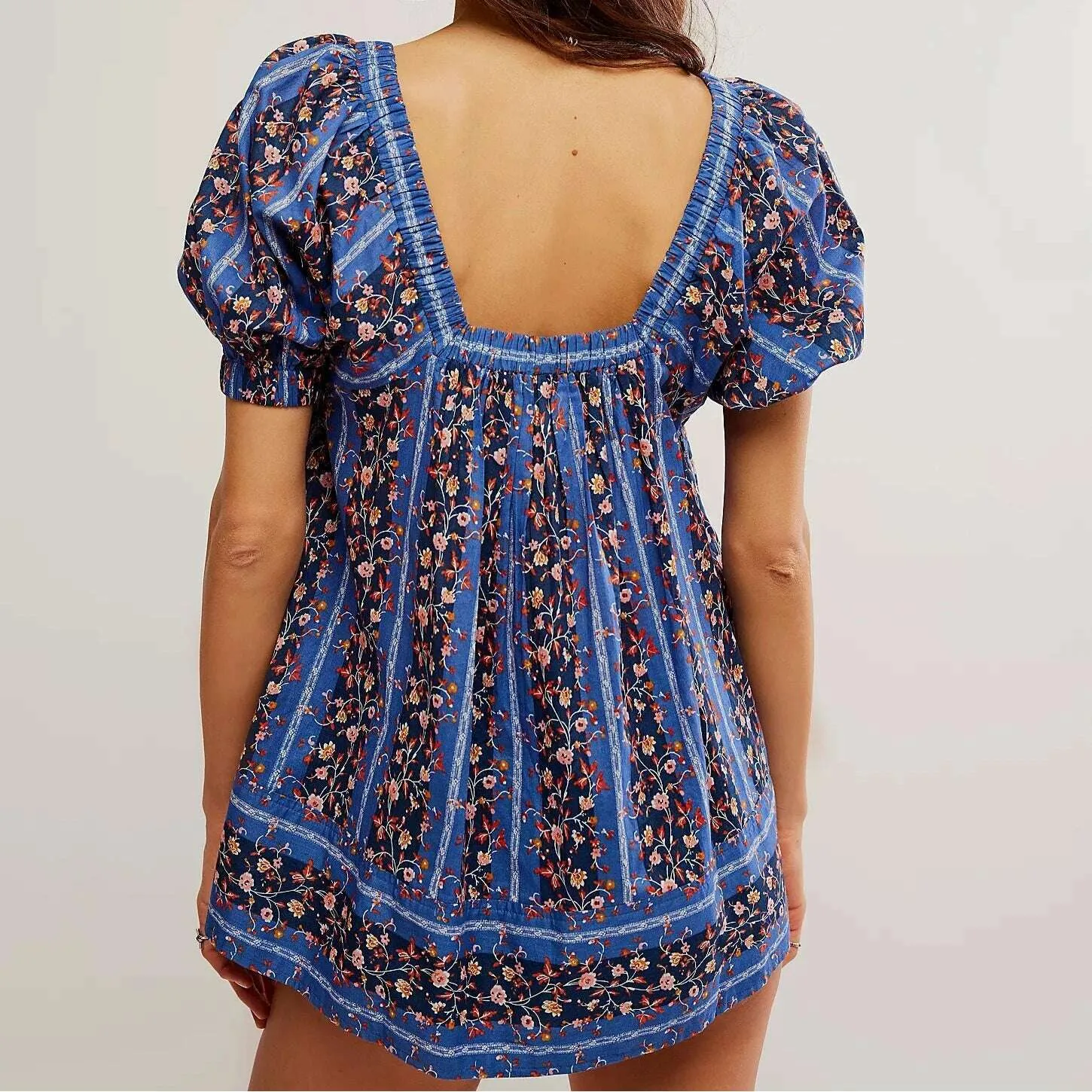 FREE PEOPLE - Vintage Lover Blouse - Dutch Blue Combo