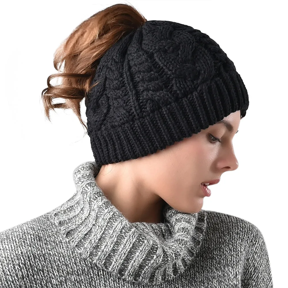 FURTALK Winter Women Messy Bun Beanies Hat Drop Shipping AD014