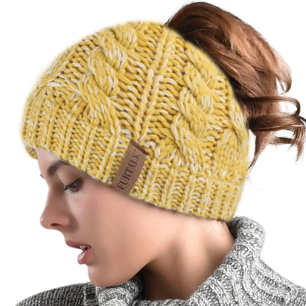 FURTALK Winter Women Messy Bun Beanies Hat Drop Shipping AD014