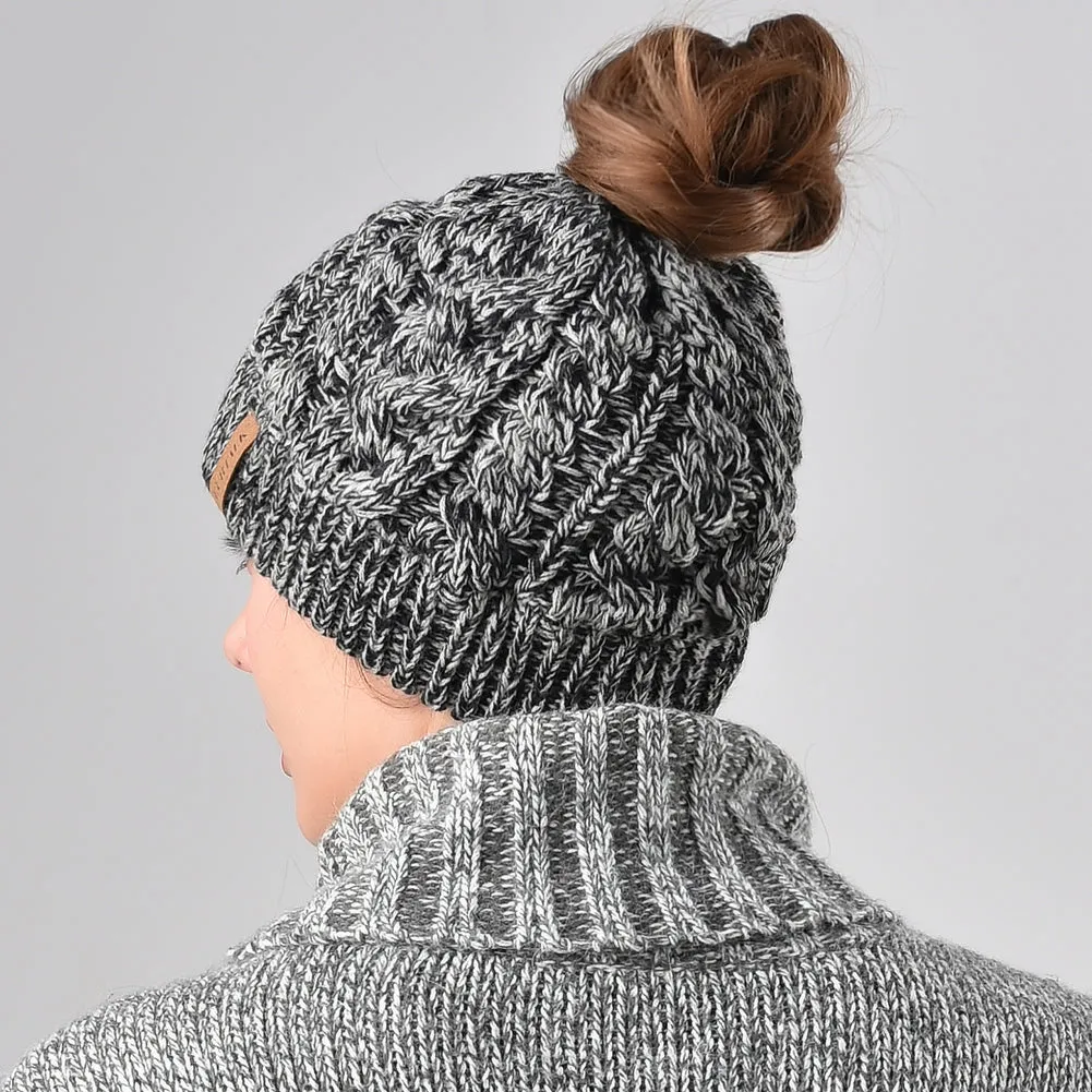 FURTALK Winter Women Messy Bun Beanies Hat Drop Shipping AD014