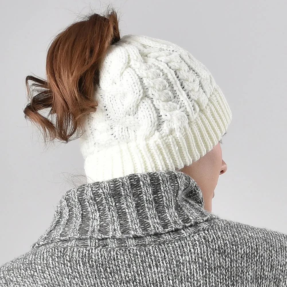 FURTALK Winter Women Messy Bun Beanies Hat Drop Shipping AD014