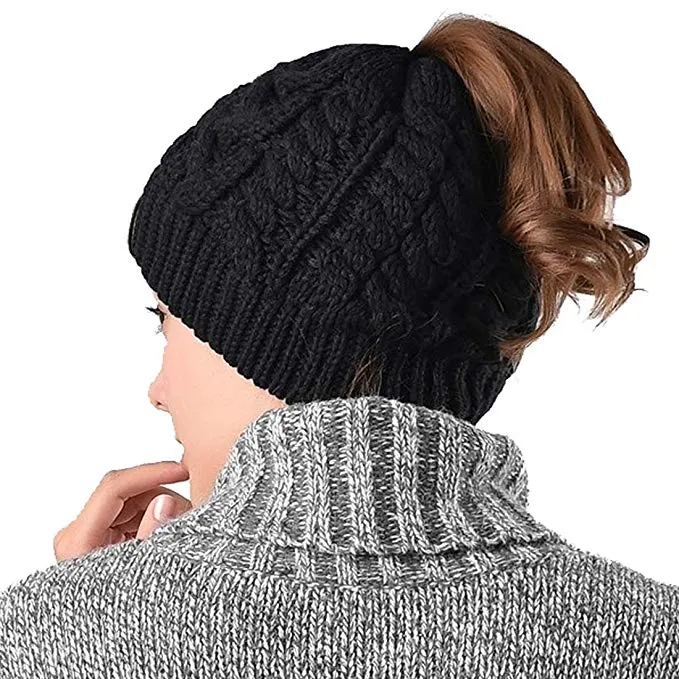 FURTALK Winter Women Messy Bun Beanies Hat Drop Shipping AD014